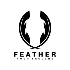 Modern Quill Feather Minimalist for Notary, Lawyer, Company Logo Icon Design Vectortive Feather Concept Logo Design Template