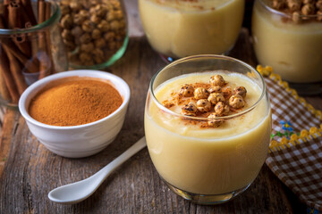 Traditional Turkish drink with roasted chickpea Boza or Bosa