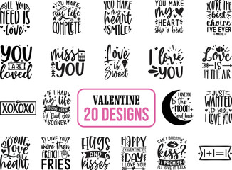 Fototapeta Valentine quote bundle vector, valentine love text, husband love, wife quote, i love you, bundle design, xoxoxo, love is in the air, you are loved, holiday, forever obraz