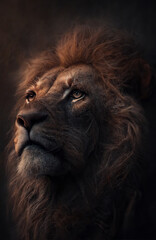 portrait of a lion created in Ai, MidJourney