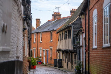 Beautiful buildings and alleys near Canterbury around Westgate Towers during winter  at Canterbury , United Kingdom : 4 March 2018