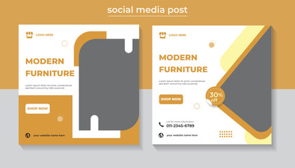 Modern furniture social media post and Instagram post and web banner template, sale promotion post