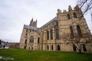 Fototapeta na wymiar Canterbury Cathedral , Unesco Gothic Church in Canterbury during winter at Canterbury , United Kingdom : 4 March 2018