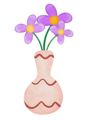 vase with flowers watercolor 