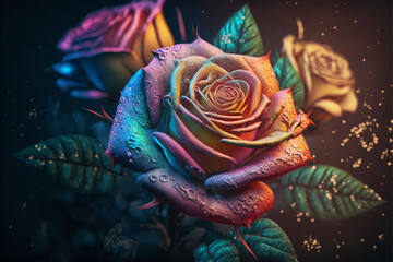 beautiful flowers  roses flower watercolor background, generative ai.