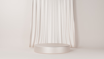 white curtain with white stage background fabric cloth 3d