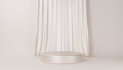 white curtain with white stage background fabric cloth 3d