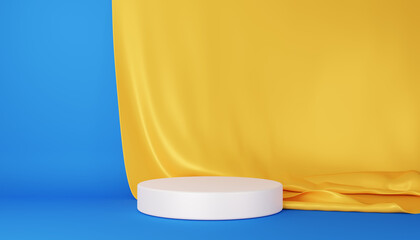 blue with yellow satin background fabric cloth wave 3d