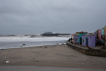 
Bomb cyclone causes severe storm, flood damage, Capitola, Jan 5, 2023; storm kills 2. Pier is evacuated, hundreds of homes without power in coastal Santa Cruz County, Capitola Wharf and Seacliff Pier