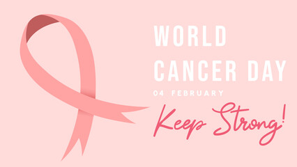 World Cancer Day Background with on pink background ,for 04 February, Vector illustration EPS 10