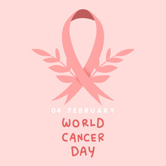 World Cancer Day Background with on pink background ,for 04 February, Vector illustration EPS 10