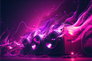 electronic music, purple pink, beautiful dj, waves of music