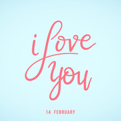 Happy Valentine's Day Background with i love you calligraphy on blue background ,for February 14, Vector illustration EPS 10