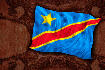 National flag  of Congo Democratic Republic. Background  with flag  of Congo Democratic Republic