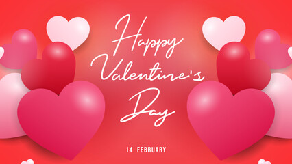 Happy Valentine's Day Background with on pink background ,for February 14, Vector illustration EPS 10