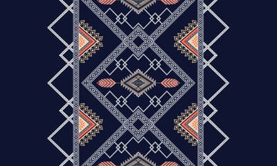 Abstract geometric ethnic pattern design for clothing, fabric, background, wallpaper, wrapping, batik. Knitwear, Pixel pattern, Embroidery style. Vector illustration