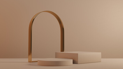 box stand for product with Gold element ,3D rendering