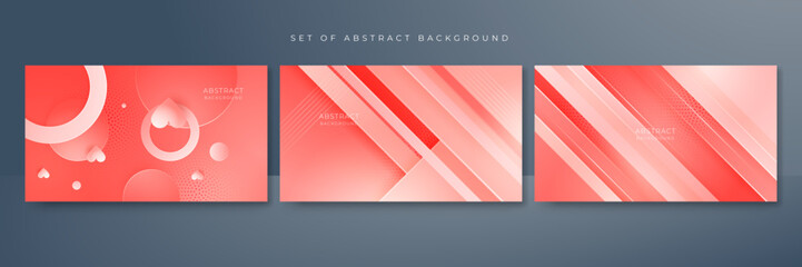 Set of light soft red gradient background