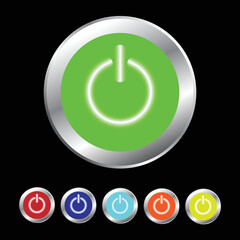 Pushbutton Switch. symbol, pushbutton. Electrical switches power symbol, Metallic push-button icon.