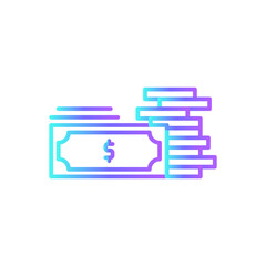 MONEY Fintech startup icons with blue gradient outline style