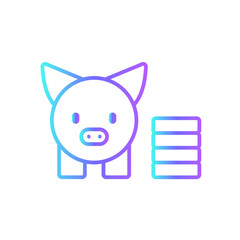 Piggy Bank Fintech startup icons with blue gradient outline style