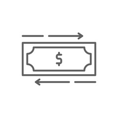 MONEY FLOW Fintech startup icon with black outline style