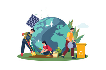 Cleaning Earth Environment Illustration concept on white background