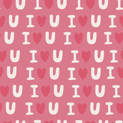 Seamless pattern with red hearts, declarations of love. Valentine's day background with symbols of love, romance and passion. Vector illustration for wrapping paper, wallpaper.
