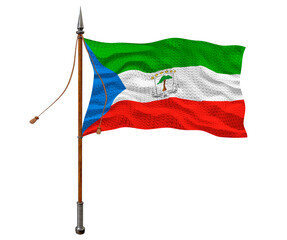 National flag  of Equatorial Guinea. Background  with flag  of Equatorial Guinea