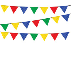 Colorful party flags isolated on a white background