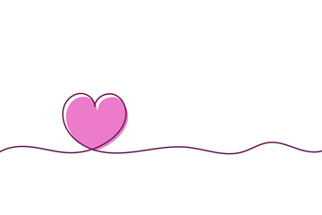 Line art with a light pink heart and a wavy line on a white background.