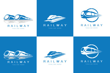 Train Logo Design. Fast Train Track Vector, Fast Transport Vehicle Illustration, Design Fit Locomotive Railroad Company Land Transportation And Fast Delivery