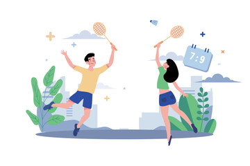 Fototapeta premium Couple Playing Badminton
