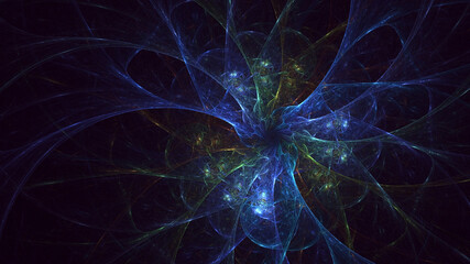 3D rendering abstract multicolor fractal light background