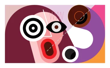 Foto op Canvas A woman talking on the phone vector illustration. ©  danjazzia