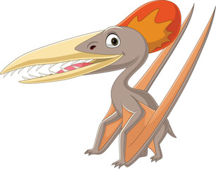 Cartoon pterodactyl on white background © tigatelu