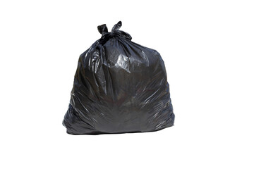 black garbage bag isolated on white background, clipping  paths