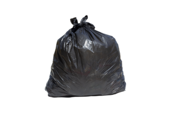 black garbage bag isolated on white background, clipping  paths