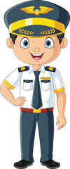 Cartoon happy young pilot standing