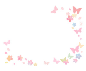 Obraz na płótnie Canvas 蝶と桜の花の飾り枠