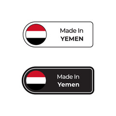 Made in Yemen vector label with Yemen flag in two different styles