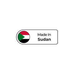 Made in Sudan png label design with flag and text 