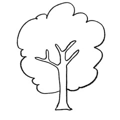 Black doodle  cartoon tree.