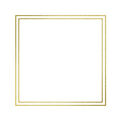 Gold square frame element with line border png.	
