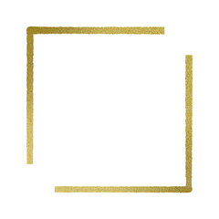 Gold square frame element with line border png.	
