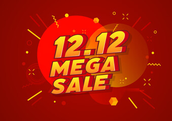 12.12 Online sale tag, poster design template, discount isolated sticker, vector.