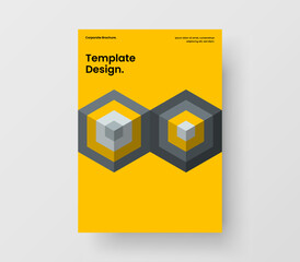 Amazing geometric tiles poster layout. Multicolored magazine cover vector design template.