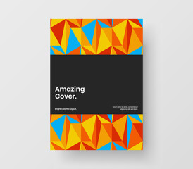 Colorful brochure vector design illustration. Minimalistic geometric tiles company cover layout.