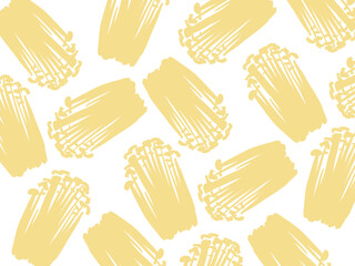 かわいいキノコのエノキの柄／手描きイラスト素材