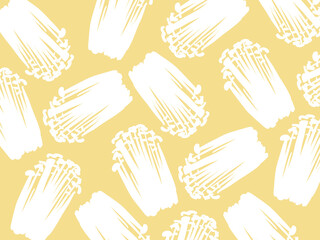 かわいいキノコのエノキの柄／手描きイラスト素材